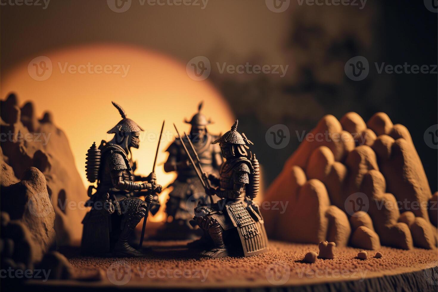 couple of figurines sitting on top of a table. . photo
