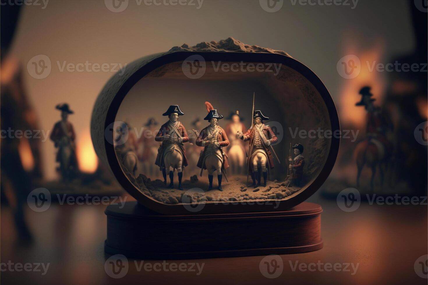 couple of figurines sitting on top of a table. . photo