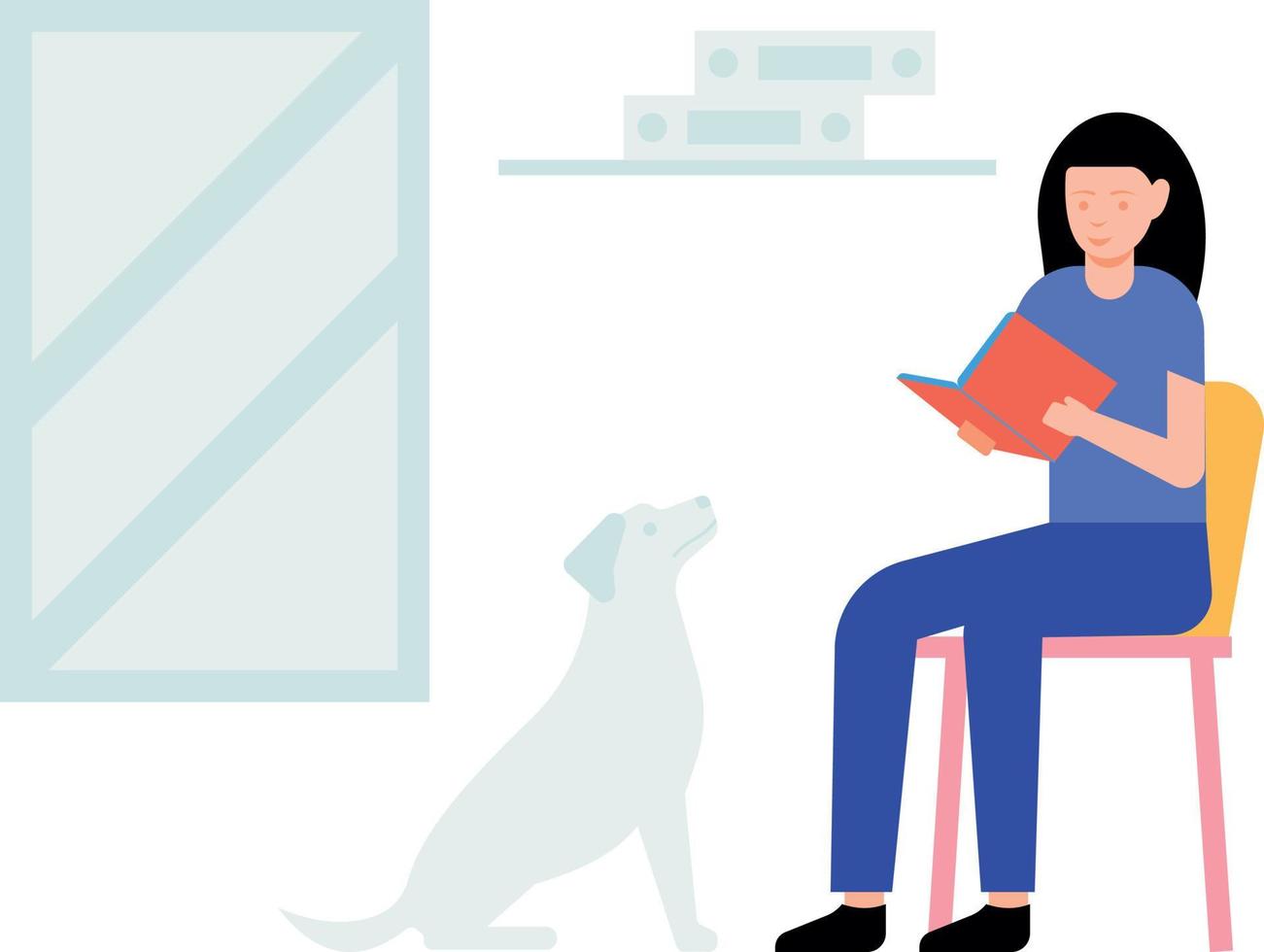 The girl is reading a book. vector