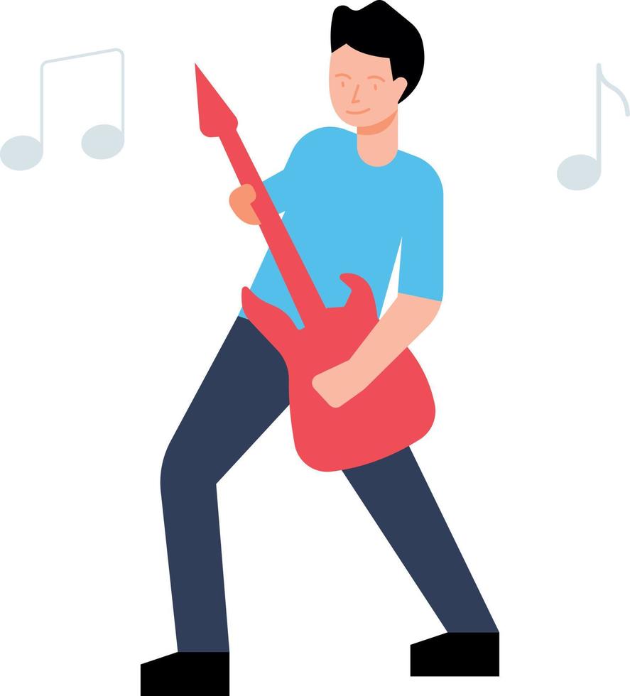 The boy is playing the guitar. vector