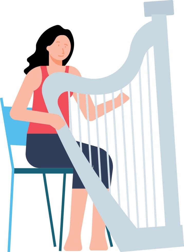 The girl is playing the harp. vector