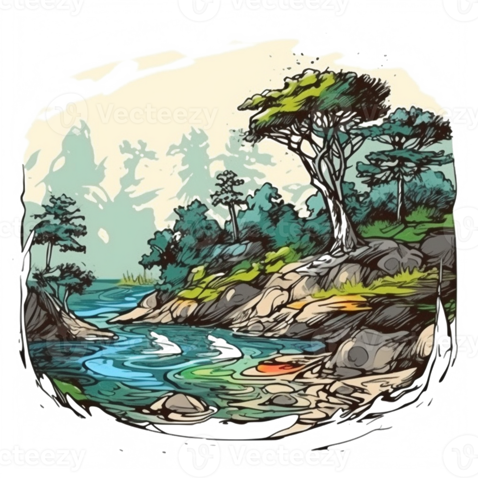 Aquarell Gemälde Über Wald png