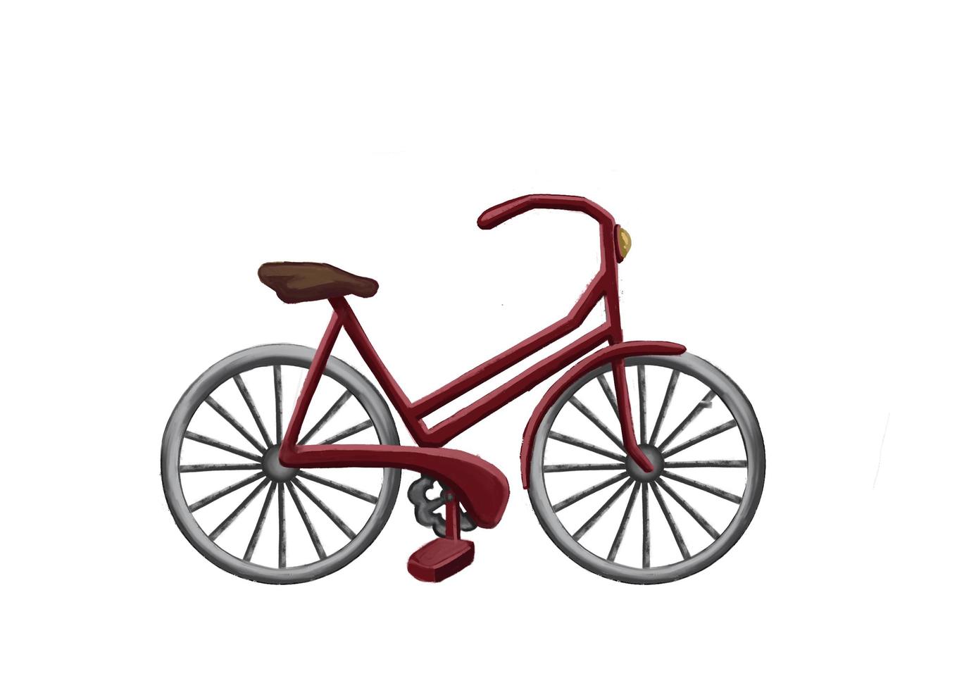 flat sketch detailed modern bicycle, red mountain bike. Sport equipment object. graphic design or web design element. photo