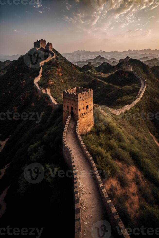 un aéreo ver de el genial pared de porcelana. generativo ai. foto