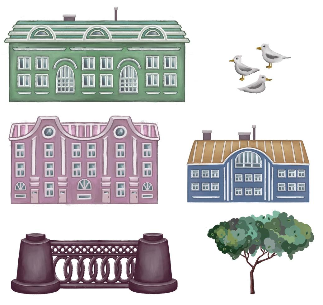 Different type of house designs set. High quality illustration photo