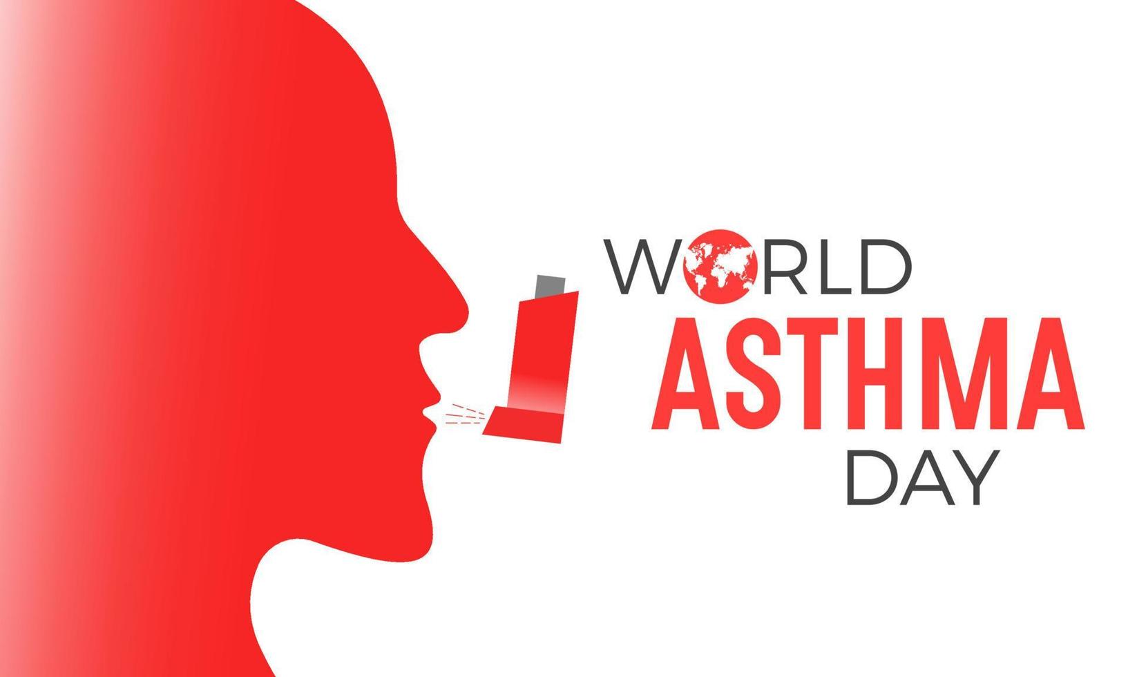 World asthma day. Vector illustration of world asthma day awareness poster with healthy lungs and inhaler.