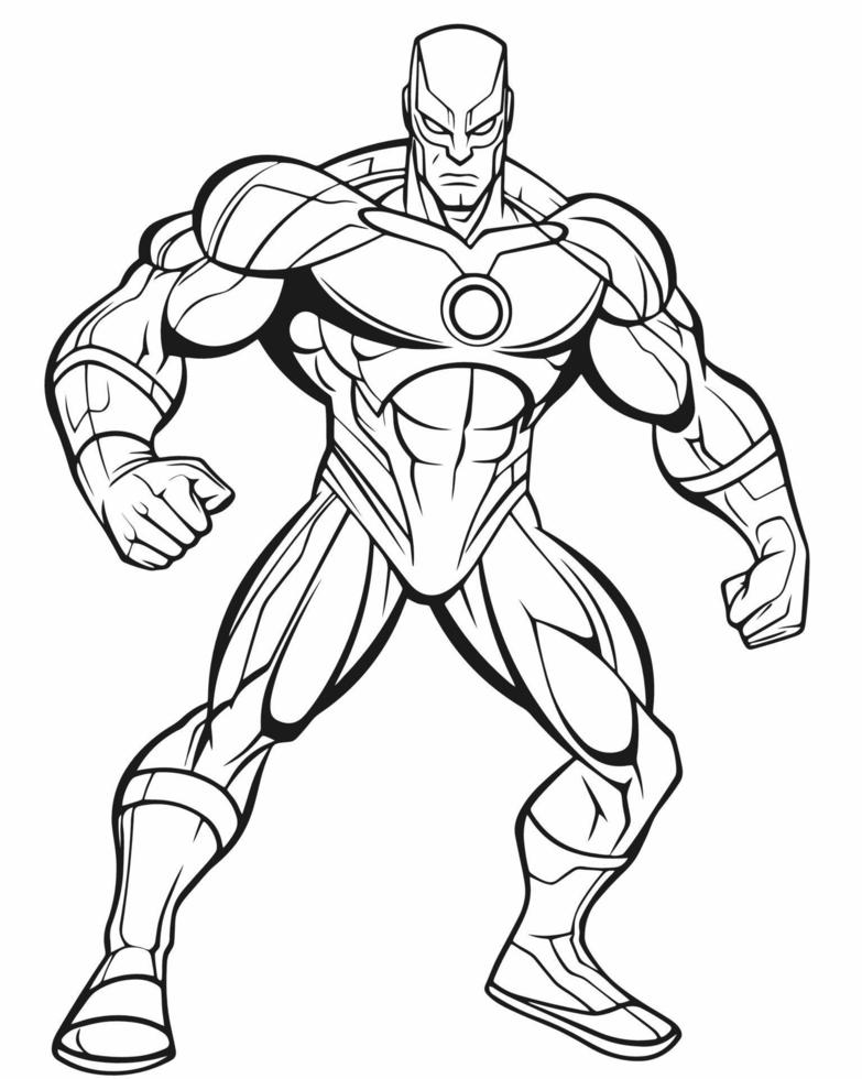 Super Hero Posing Coloring Page vector