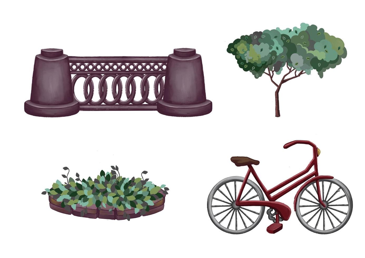 illustration. Set of vintage objects. Pen style images. High quality illustration photo
