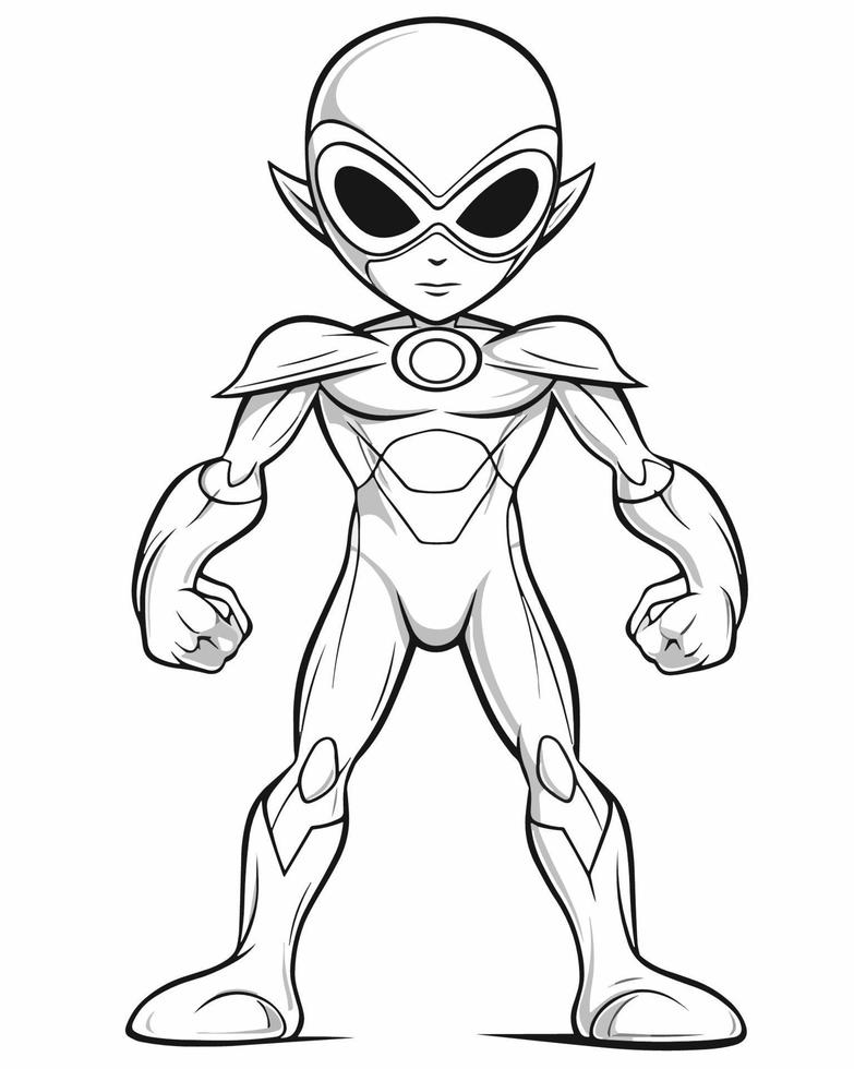 Alien Super Hero Coloring Page vector