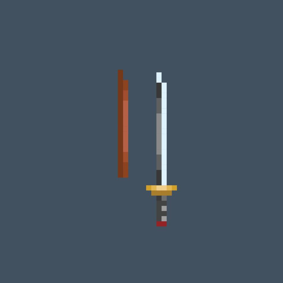 a sword with scabbard in pixel art style vector