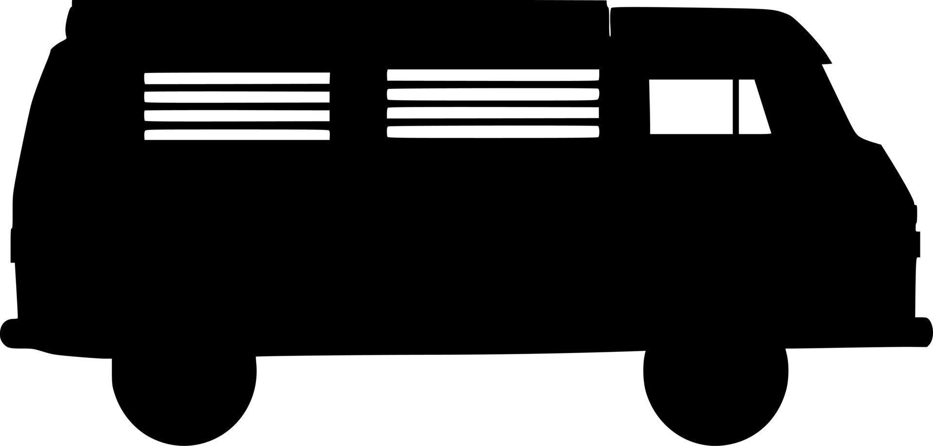 Vector silhouette of van on white background