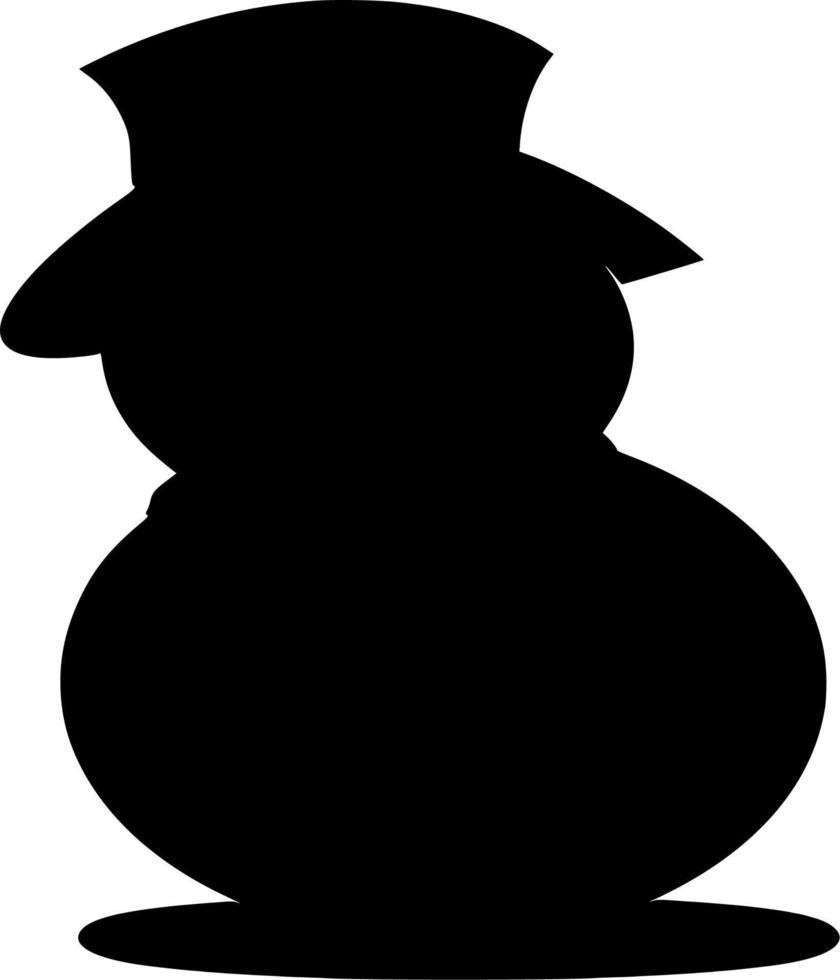 Vector silhouette of snowman on white background