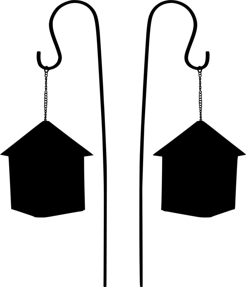 Vector silhouette of lantern light on white background