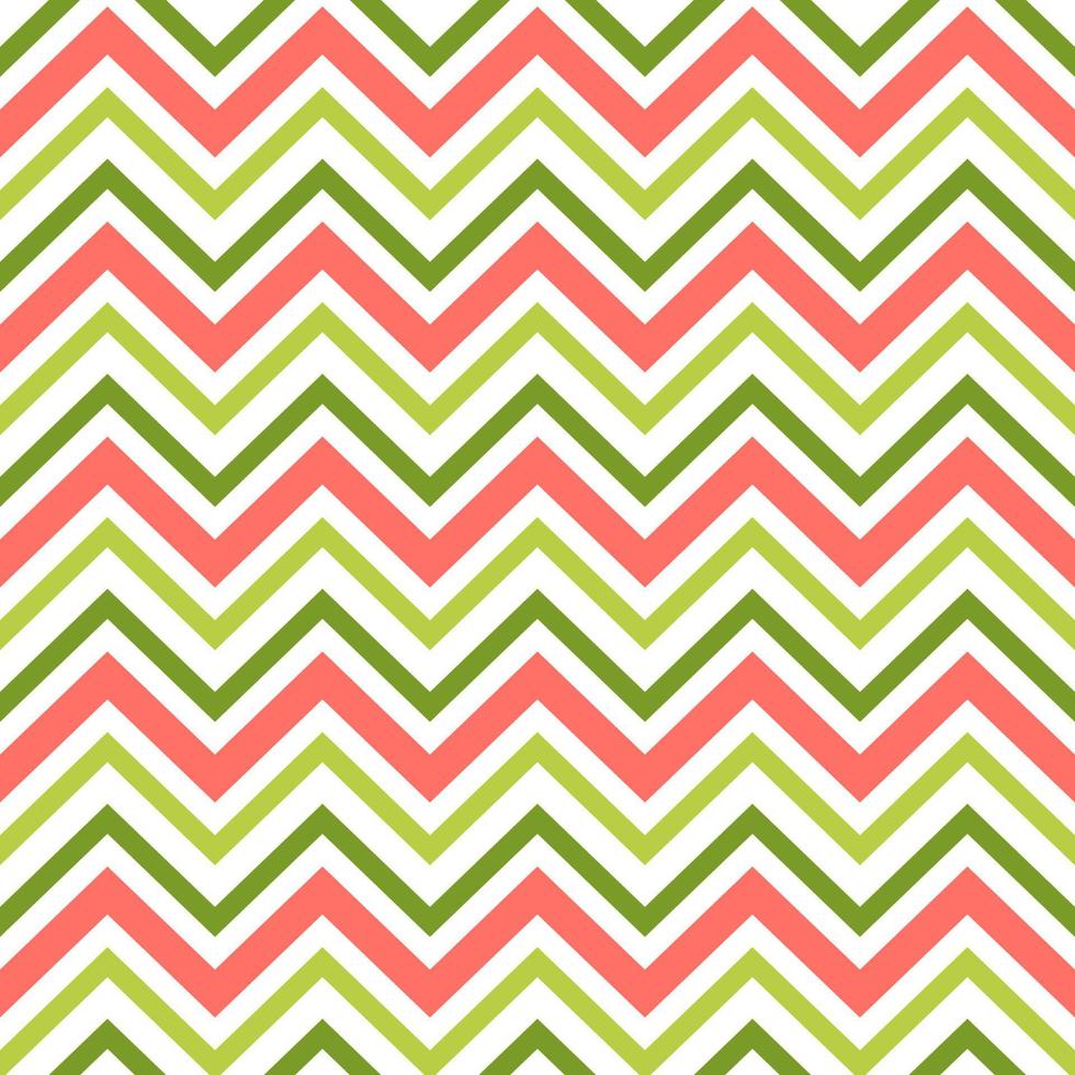 Green red seamless pattern in zig zag. Classic chevron background. Cute graphic geometric textile paper design. Cute striped illustration. Fabric, package, zig zag ornament. Watermelon concept. vector