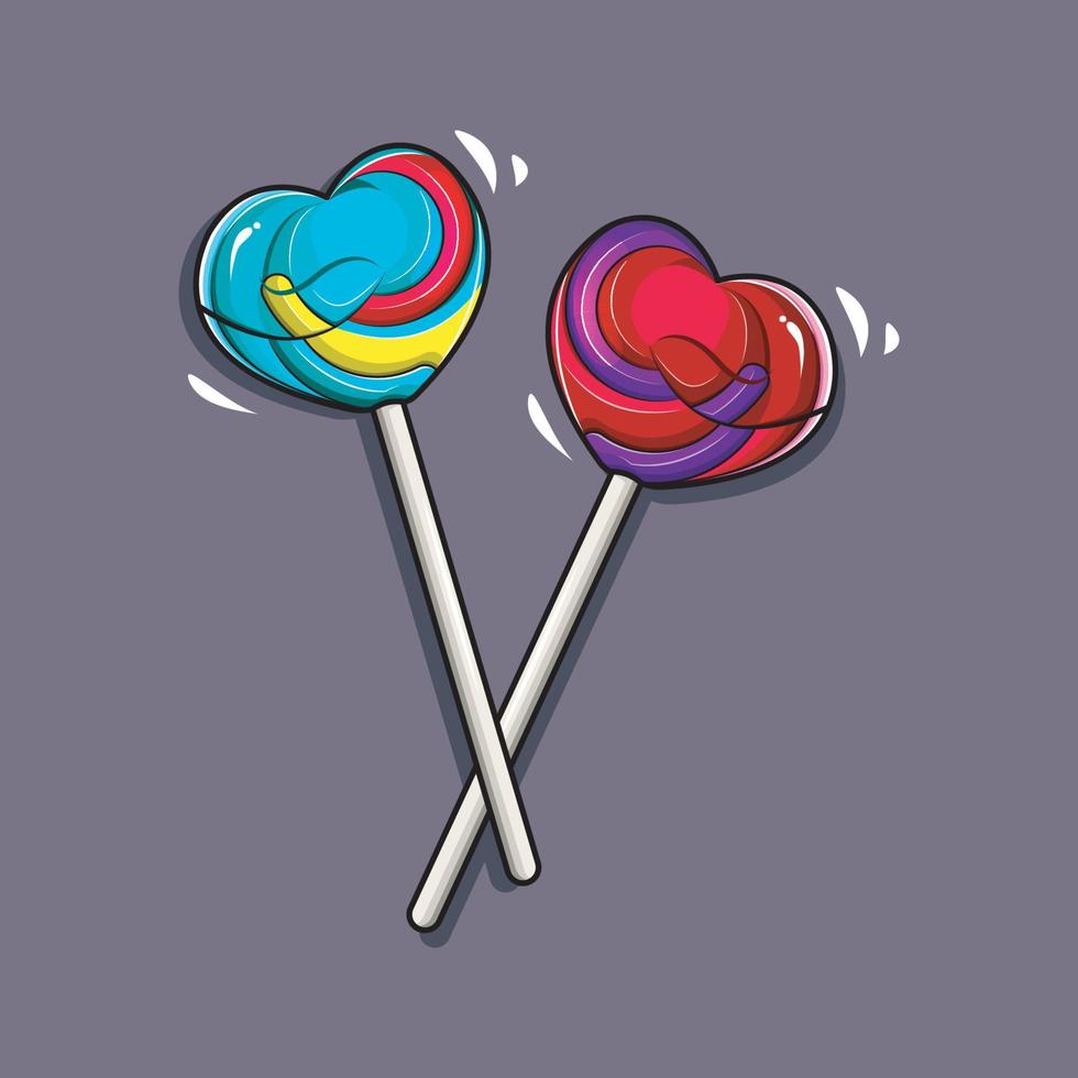 Still Life. Heart Shape Lollipop vector illustration free download