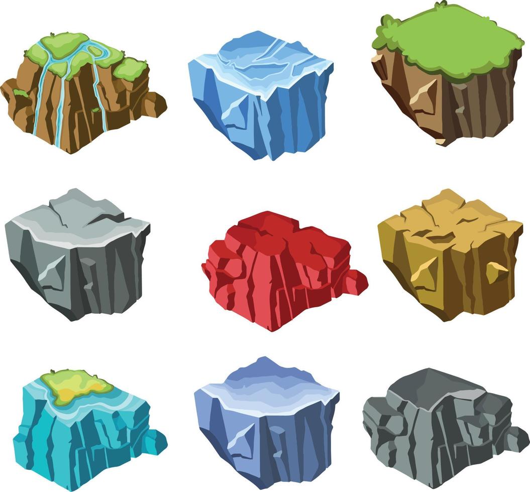 Isometric Game Tropical Nature Landscape Template set illustration vector