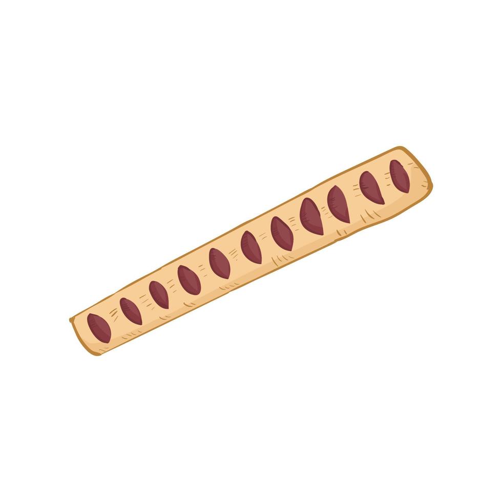 soplo Pastelería con mermelada relleno. dibujado a mano elemento en plano estilo aislado en blanco antecedentes. para un panadería o café vector