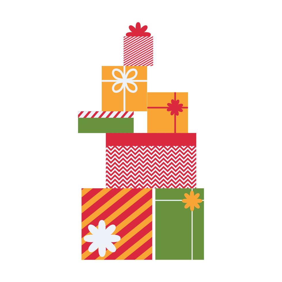 Christmas or birthday gifts, lots of boxes. Big sale new year vector