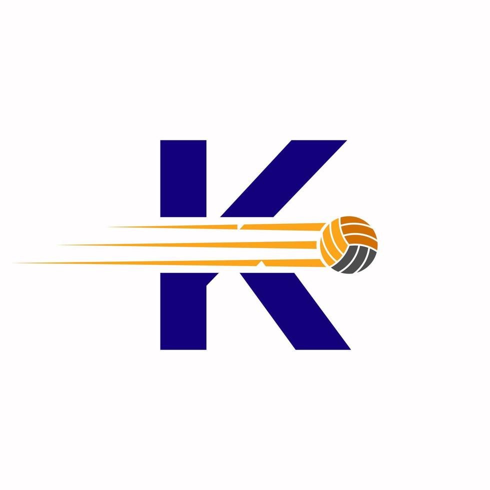 Initial Letter K Volleyball Logo Design Sign. Volleyball Sports Logotype vector