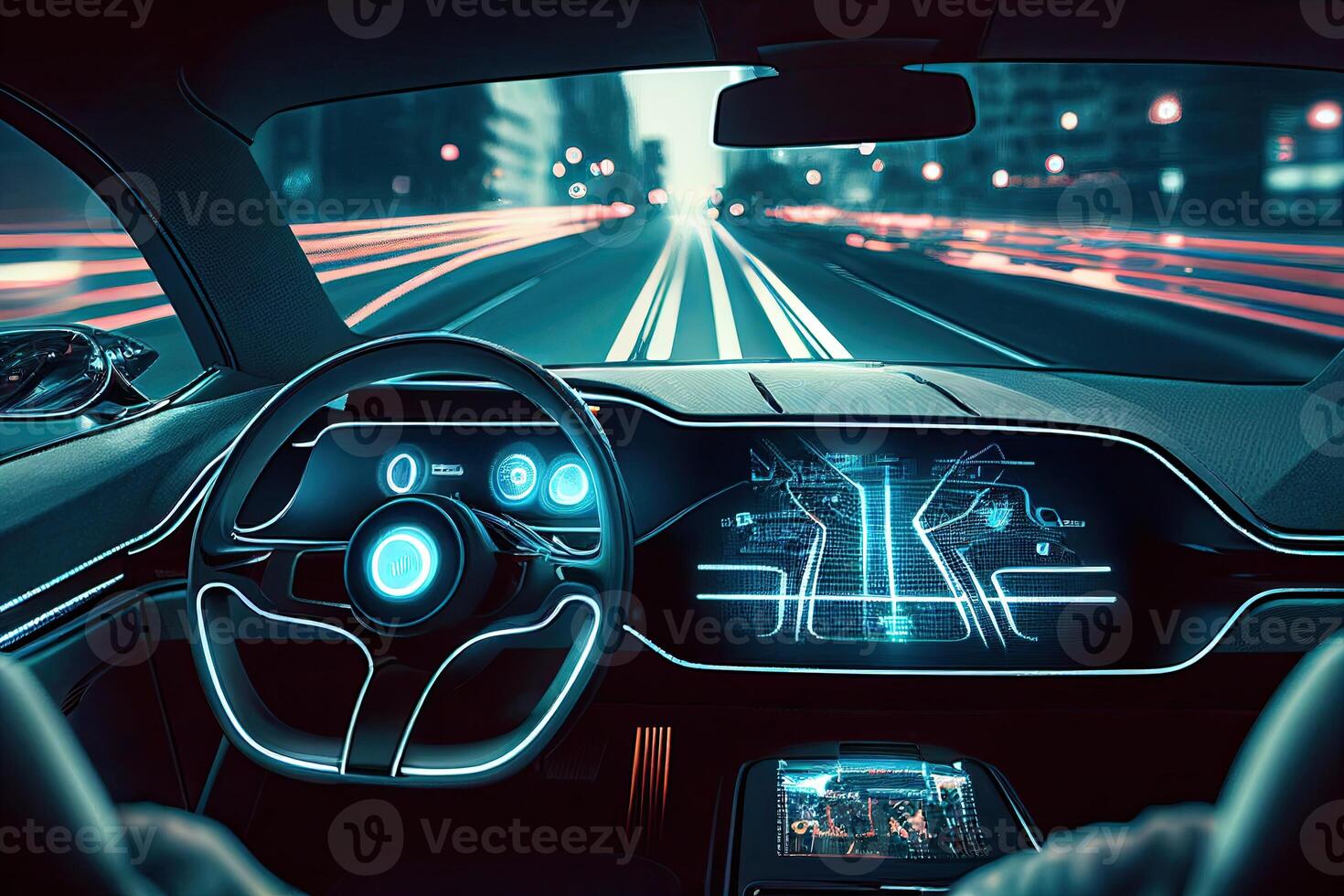 Artificial Intelligence Manages Transport. Technological Car without a ...