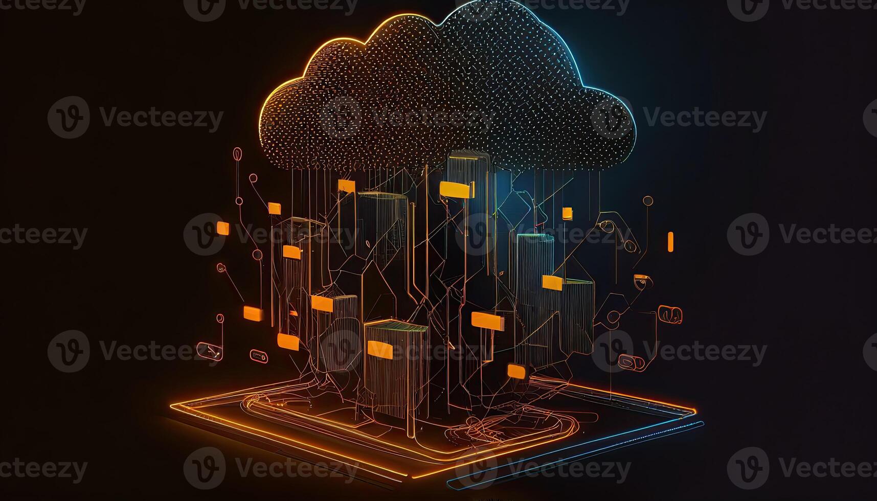 Cloud Compution on Data Server. Cloud Technology. Database Illustration photo