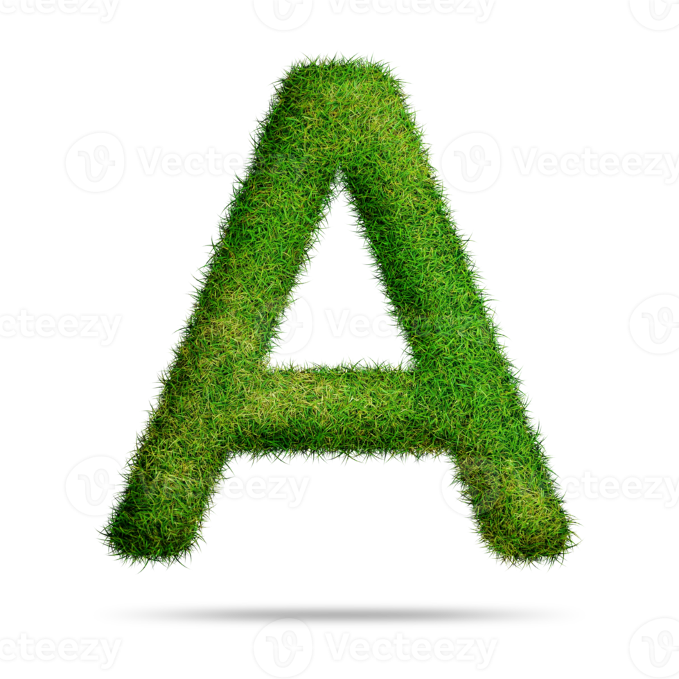 grön gräs alfabet brev en för utbildning begrepp png