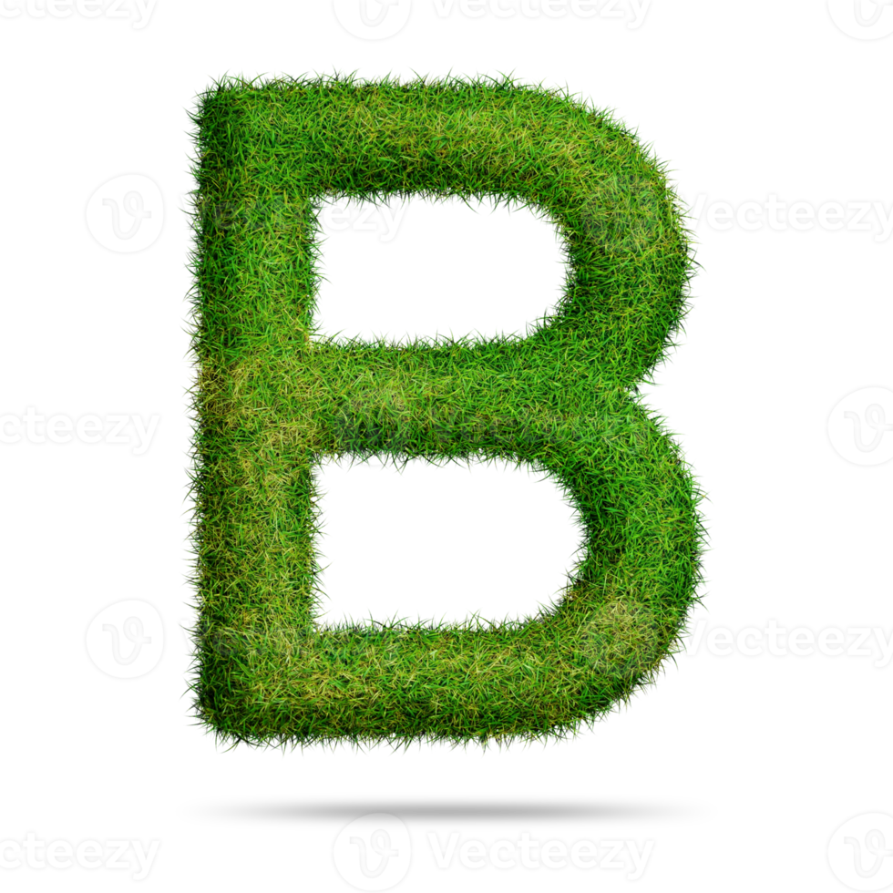 Green grass alphabet letter b for education concept png