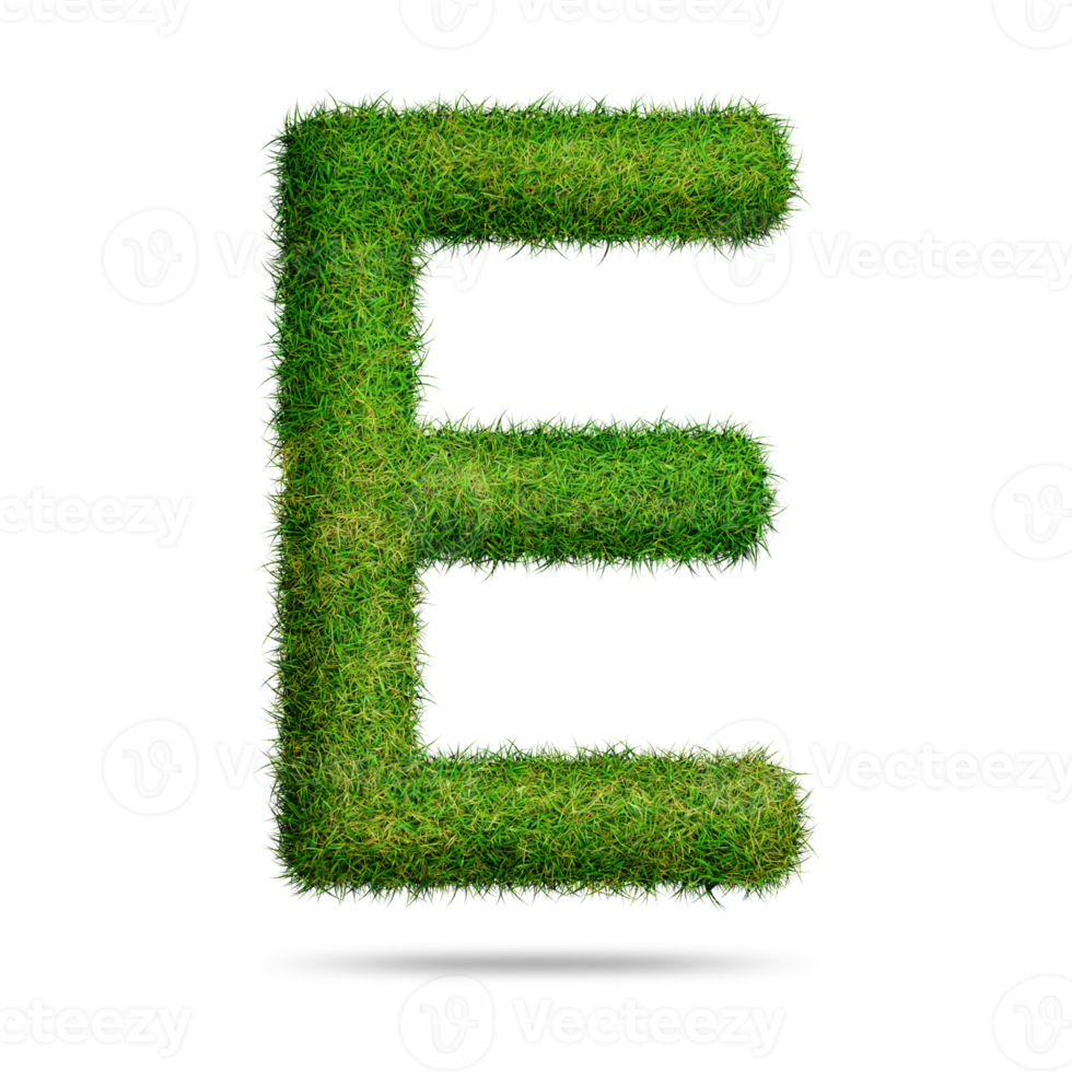 Green grass alphabet letter e for education concept png