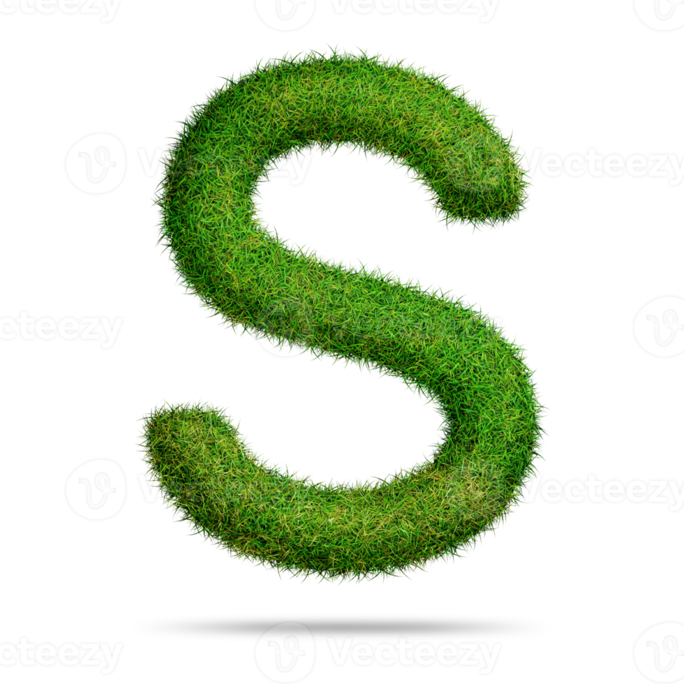 Green grass alphabet letter s for education concept png