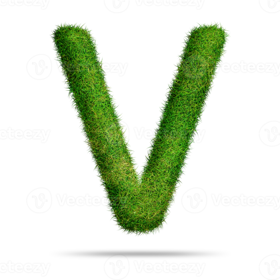 Green grass alphabet letter v for education concept png