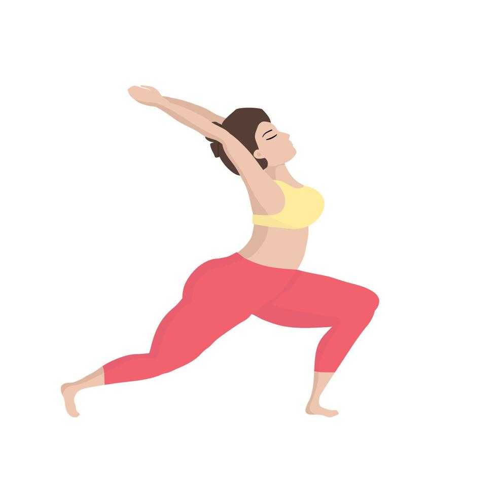 contento asiático de de gran tamaño mujer en yoga posición -extensión. deporte y cuerpo salud positivo concepto amor cuerpo. atractivo mujer de grande tamaños un activo sano estilo de vida vector