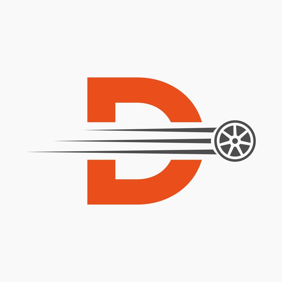 Sport Car Letter D Automotive Logo Concept With Transport Tyre Icon vector