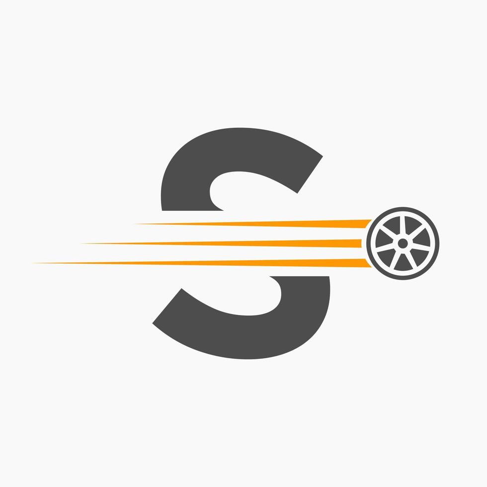 deporte coche letra s automotor logo concepto con transporte neumático icono vector