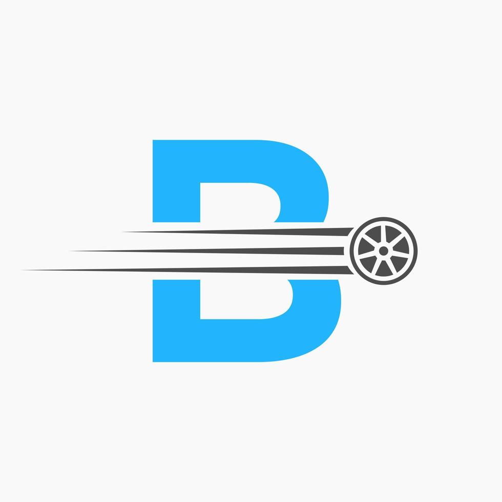 Sport Car Letter B Automotive Logo Concept With Transport Tyre Icon