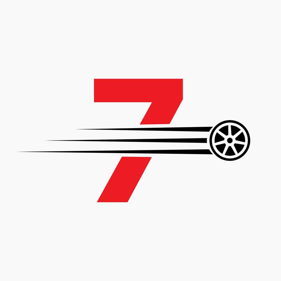Sport Car Letter 7 Automotive Logo Concept With Transport Tyre Icon vector