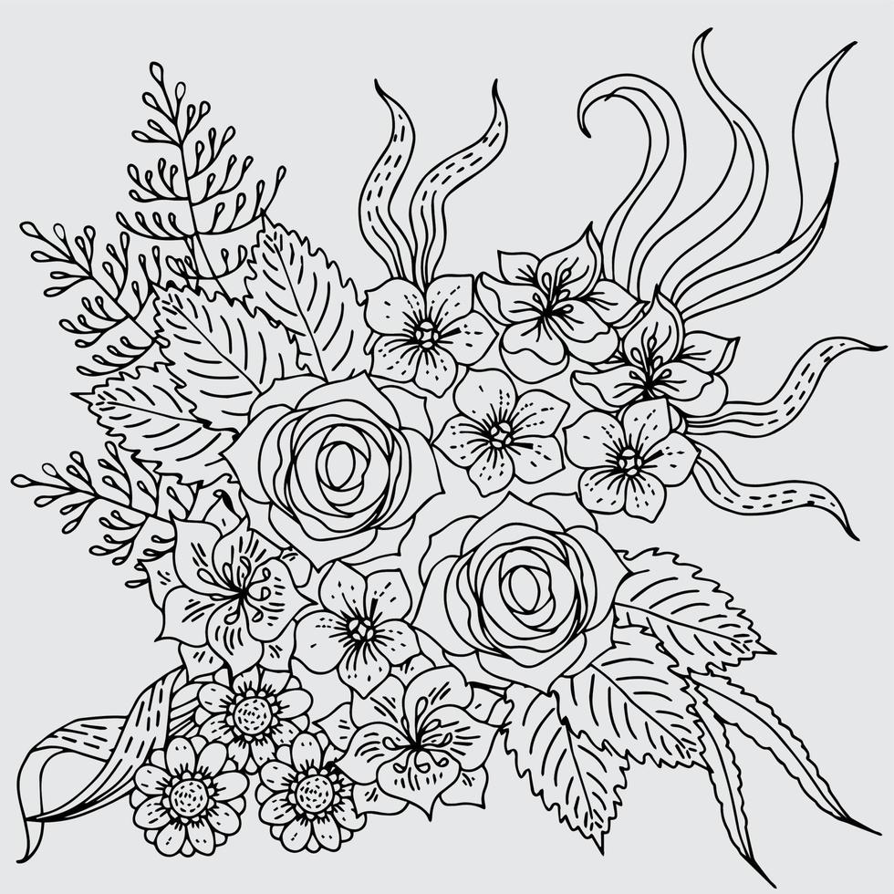 design flower outline element coloring page vector