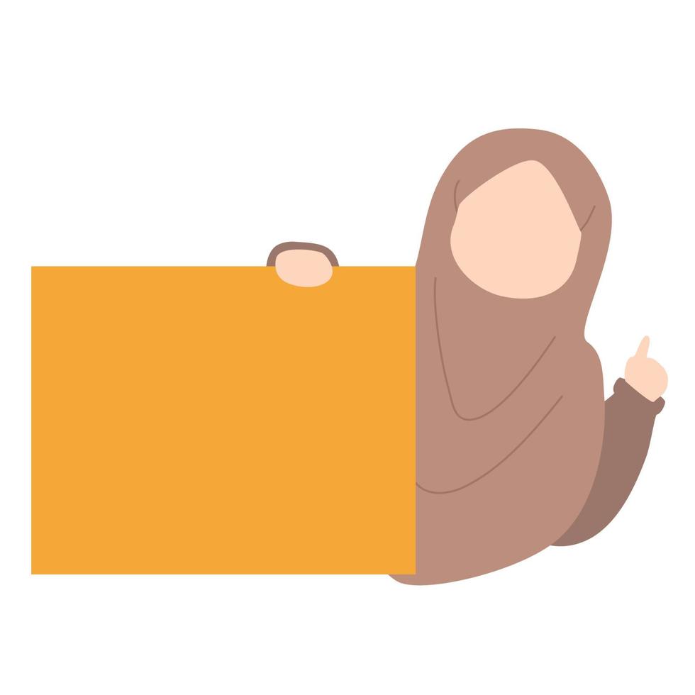 cute muslim children holding a board sign vector