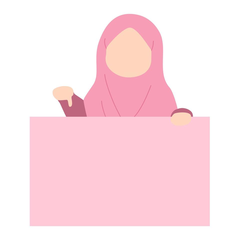 cute muslim children holding a board sign vector