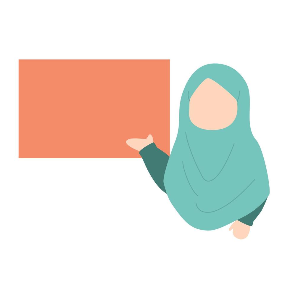 cute muslim children holding a board sign vector