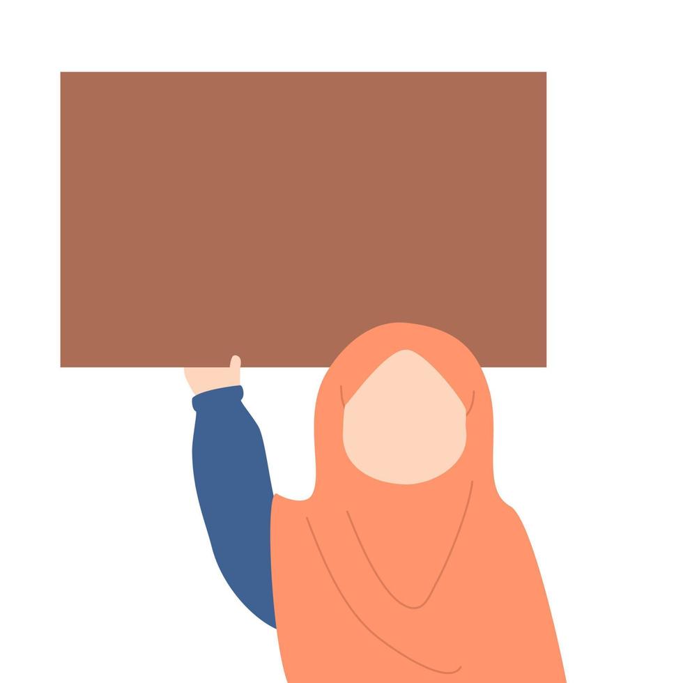 cute muslim children holding a board sign vector