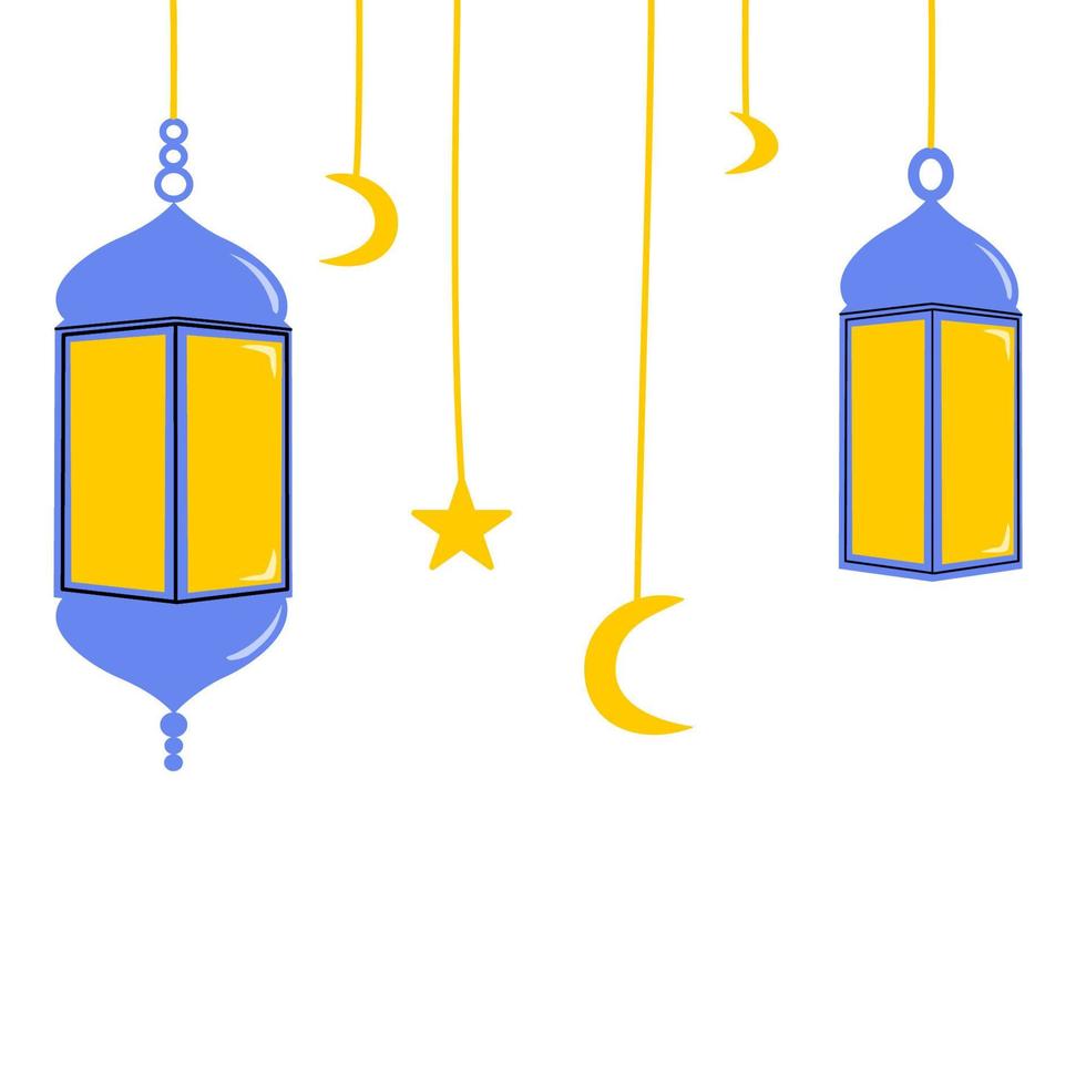 Hanging Lantern Islamic Decoration vector