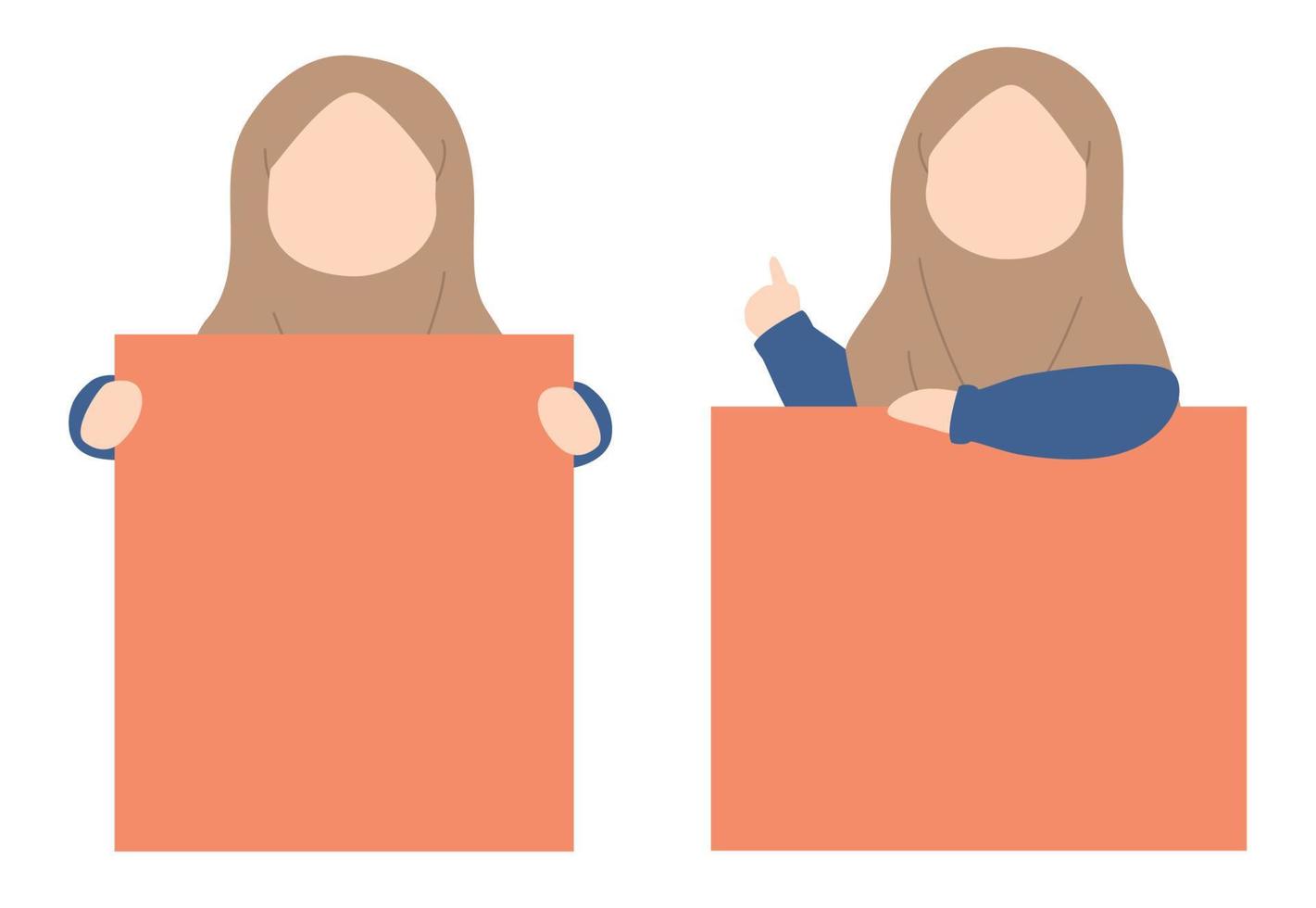 Cute Muslim Children Holding a Board Sign vector