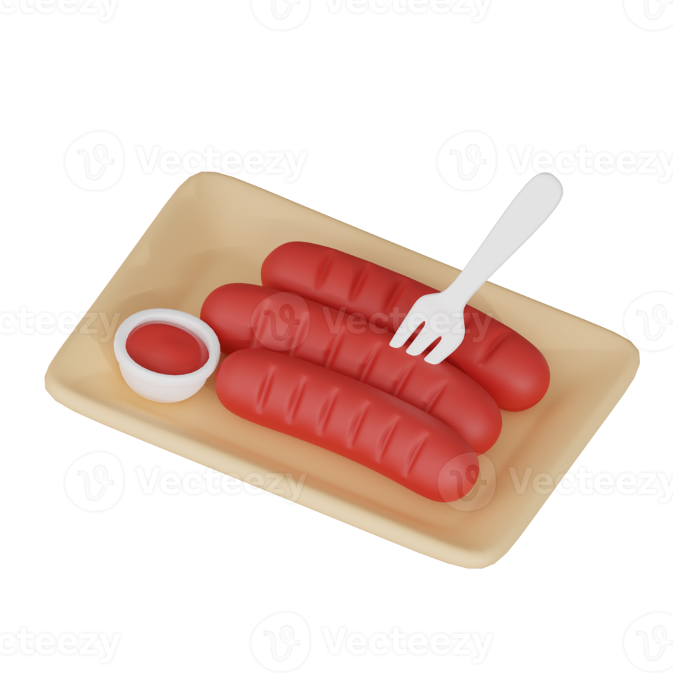 Sausage 3d junk food icon png