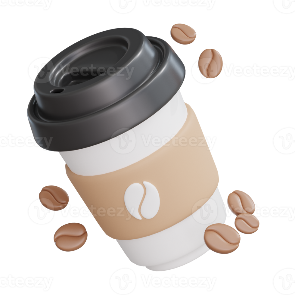 un taza de café 3d café ilustración icono png