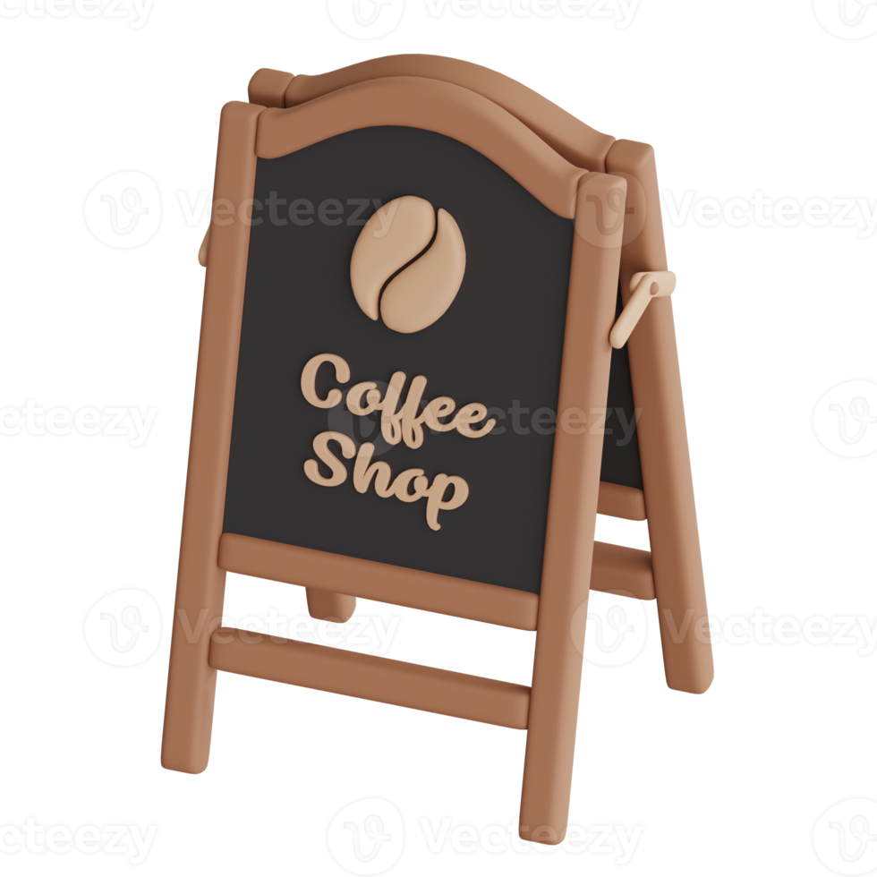 koffie staan bord 3d koffie illustratie icoon png