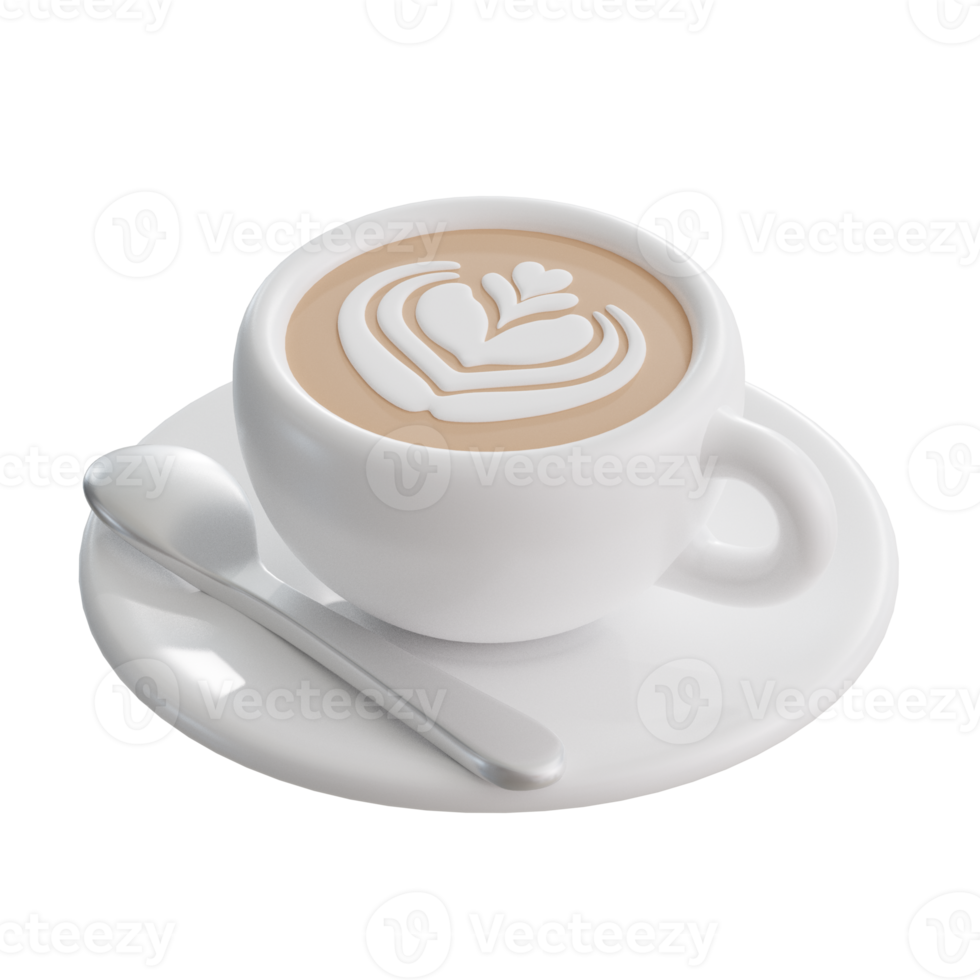 Coffee Latte Art 3D Coffee Illustration Icon png