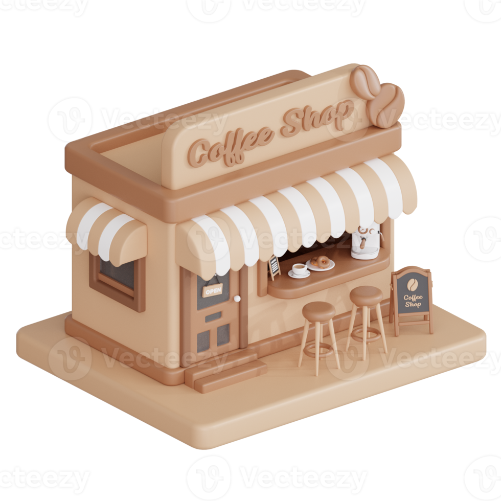 café tienda 3d café ilustración icono png