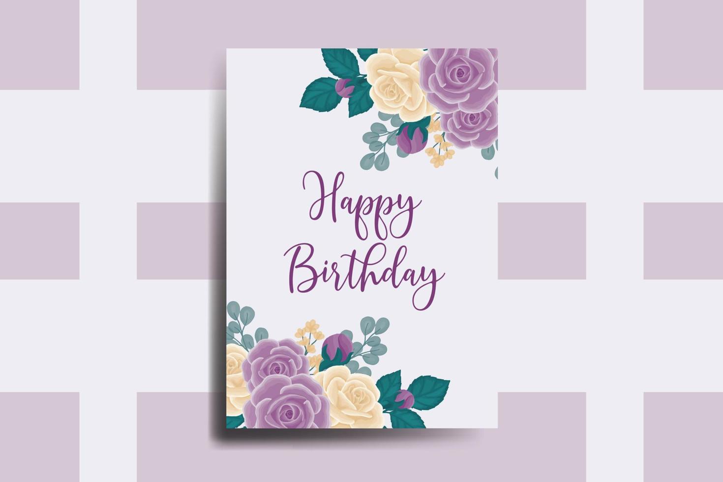 saludo tarjeta cumpleaños tarjeta digital acuarela mano dibujado Rosa flor diseño modelo vector