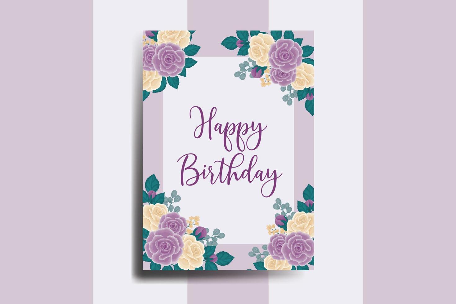 saludo tarjeta cumpleaños tarjeta digital acuarela mano dibujado Rosa flor diseño modelo vector