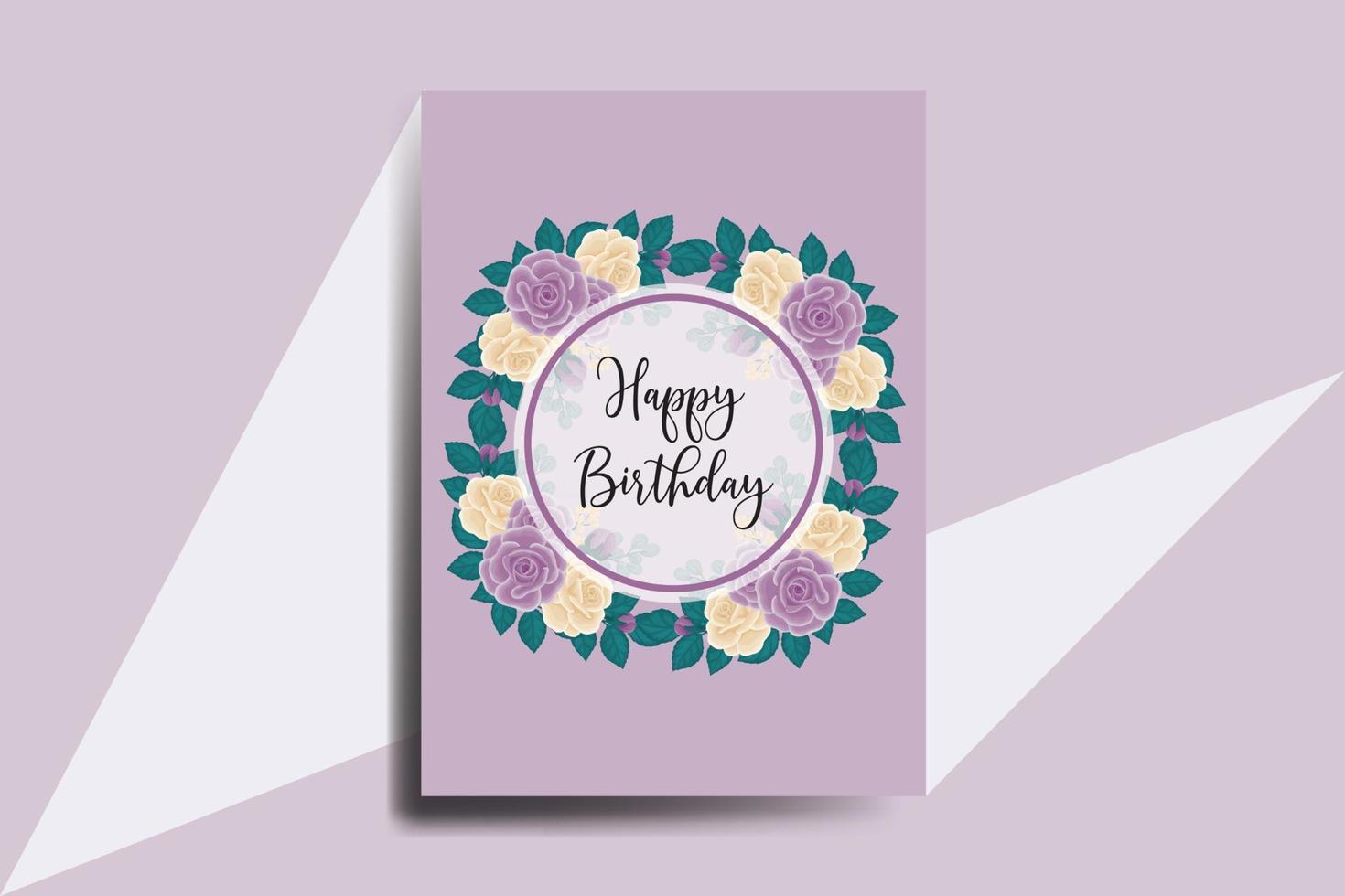 Greeting card birthday card Digital watercolor hand drawn Rose Flower Design Template vector